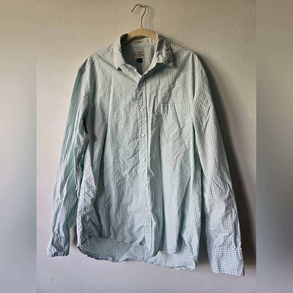 J. Crew Slim Fit Aqua Checkered Shirt Large